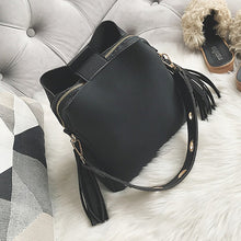 Load image into Gallery viewer, 2019 Fashion Scrub Women Bucket Bag Vintage Tassel Messenger Bag High Quality Retro Shoulder Bag Simple Crossbody Bag Tote