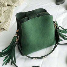 Load image into Gallery viewer, 2019 Fashion Scrub Women Bucket Bag Vintage Tassel Messenger Bag High Quality Retro Shoulder Bag Simple Crossbody Bag Tote