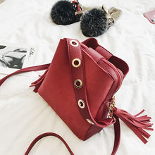Load image into Gallery viewer, 2019 Fashion Scrub Women Bucket Bag Vintage Tassel Messenger Bag High Quality Retro Shoulder Bag Simple Crossbody Bag Tote